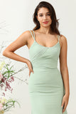 Sage Green Mermaid Draped Bridesmaid Dress