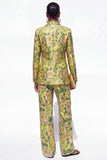 Single Breasted Blue Notched Lapel 2 Piece Floral  Business Suits with Pockets
