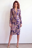 Single Breasted Yellow Flower Midi 2 Piece Peak Lapel Business Suits