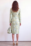 Single Breasted Yellow Flower Midi 2 Piece Peak Lapel Business Suits