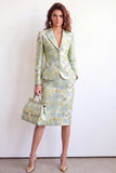 Single Breasted Yellow Flower Midi 2 Piece Peak Lapel Business Suits