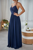 Dark Navy Chiffon Long Bridesmaid Dress