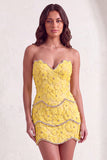 Sparkly Pink Beaded Bodycon Floral Short Cocktail Dress