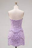 Sparkly Pink Beaded Bodycon Floral Short Cocktail Dress