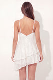 Sparkly A Line Ruffled White Short Graduation Dress