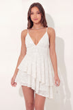 Sparkly A Line Ruffled White Short Graduation Dress
