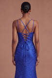 Sparkly Beaded Mermaid Royal Blue Long Prom Dress