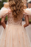 Champagne Floral Corset Ruffled Short Prom Dress with Lace