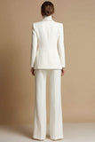 Sparkly White 2 Piece Shawl Lapel Prom Suits with Pockets