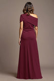 Burgundy Sheath Maxi Mother of the Bride Dress with Slit