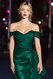 Dark Green Mermaid Off the Shoulder Maxi Gala Dress with Ruffles
