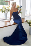 Dark Navy Sweetheart Mermaid Long Bridesmaid Dress