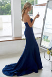 Dark Navy Sweetheart Mermaid Long Bridesmaid Dress