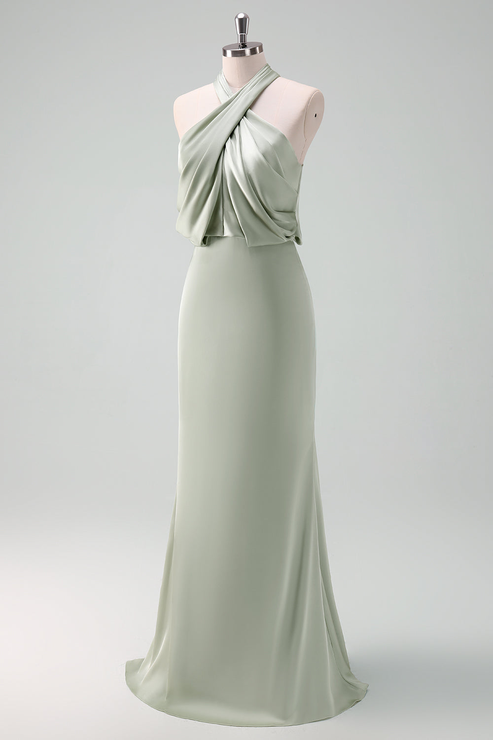asos olive green bridesmaid dress ASOS DESIGN bridesmaids asymmetric drape jacquard cami maxi dress in sage green