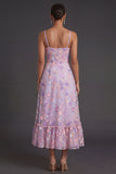 Lilac A Line Spaghetti Straps Embroidered Floral Long Formal Dress