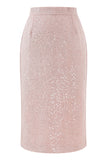 Sparkly Sequin Pink 2 Piece Pencil Midi Prom Suits with Sash