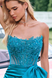 Peacock Strapless Beaded Appliques Tight Short Prom Dress