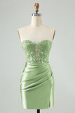 Royal Blue Sweetheart Applique Sequins Satin Mini Bodycon Prom Dress