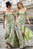 Green Large Flower Mermaid Backless Wedding Guest Dress