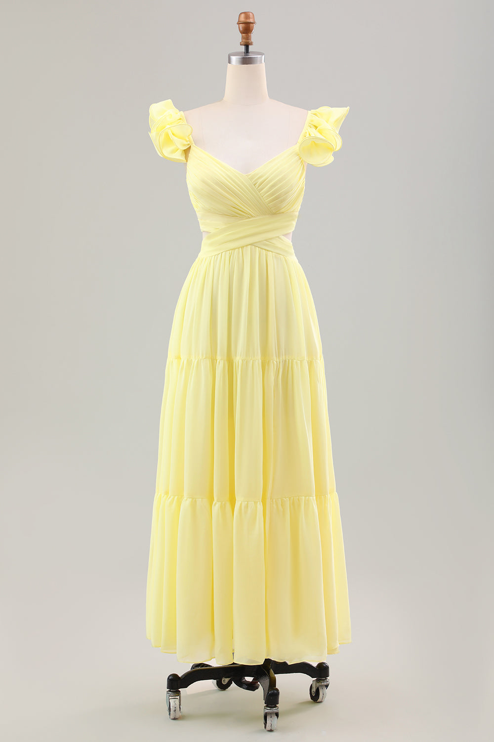 Leely Women Simple Lemon Yellow Pleated Bridesmaid Dress Sleeveless A Line V-Neck Wedding Guest Dress leelyuk Leely Women Simple Lemon Yellow Pleated Bridesmaid Dress Sleeveless A Line V-Neck Wedding Guest Dress leelyuk
