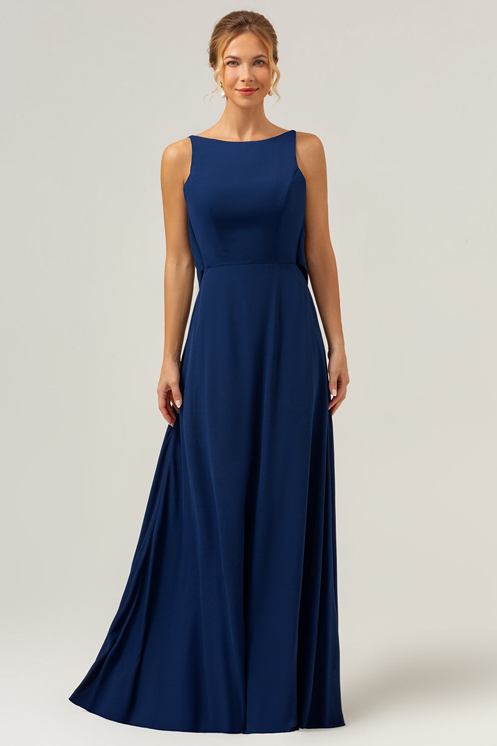 Leely Women Navy Bridesmaid Dress Backless Chiffon A-Line Floor Length Wedding Party Dress leelyuk Leely Women Navy Bridesmaid Dress Backless Chiffon A-Line Floor Length Wedding Party Dress leelyuk