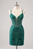Royal Blue Spaghetti Straps Corset Tight Prom Dress with Criss Cross Back