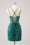 Royal Blue Spaghetti Straps Corset Tight Prom Dress with Criss Cross Back