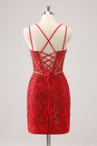 Royal Blue Spaghetti Straps Corset Tight Prom Dress with Criss Cross Back