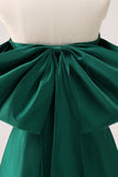 Dark Green Strapless A Line Short Prom Dress with Bow