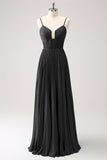 Peacock Blue A-Line Spaghetti Straps Bridesmaid Dress