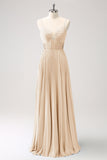 Peacock Blue A-Line Spaghetti Straps Bridesmaid Dress