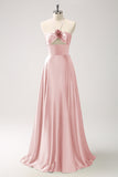 Royal Blue A-Line Hollow Out Halter Long Bridesmaid Dress with Flower
