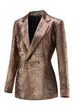 Golden Metallic 2 Piece Women's Suits with Belt