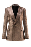 Golden Metallic 2 Piece Women's Suits with Belt
