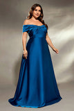 Royal Blue Twist Front Satin A Line Plus Size Mother Dress
