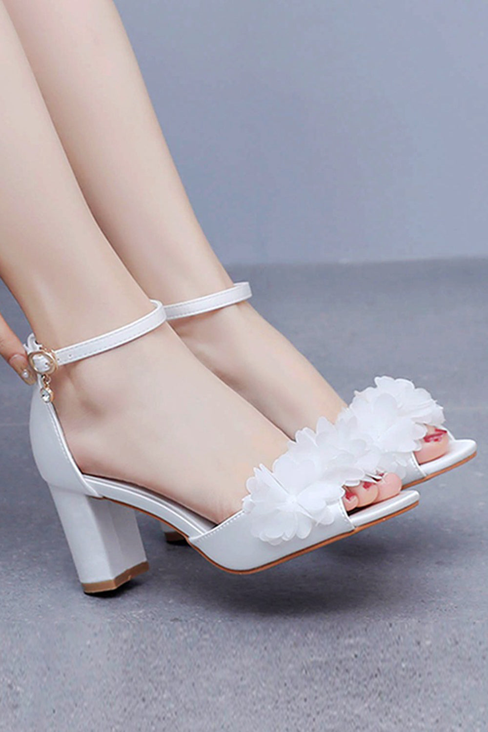 Girl Peep Toe Heels White Women Cute Sweet Pink Peep Toe High Heel