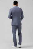 3 Pieces Grey Blue Groomsmen Suit with Plaid
