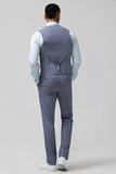 3 Pieces Grey Blue Groomsmen Suit with Plaid