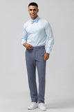 3 Pieces Grey Blue Groomsmen Suit with Plaid