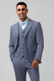 3 Pieces Grey Blue Groomsmen Suit with Plaid