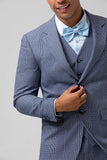 3 Pieces Grey Blue Groomsmen Suit with Plaid