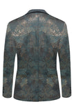 Dark Blue Jacquard Shawl Lapel Men's Prom Blazer