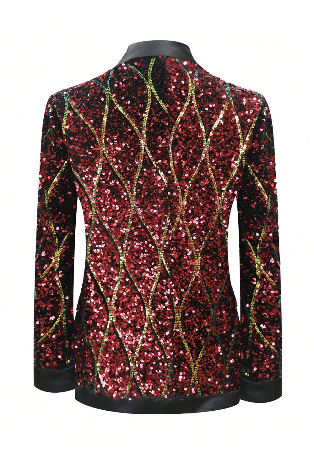 Sparkly Red Sequins Shawl Lapel Men s Party Blazer