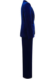 Peacock Blue Velvet Slim Fitted 2 Piece Women's Formal Suit
