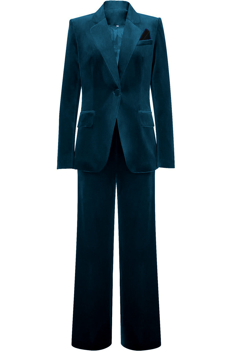 Leely 2 Pieces Peacock Blue Velvet Single Button Women's Suits leelyuk Leely 2 Pieces Peacock Blue Velvet Single Button Women's Suits leelyuk
