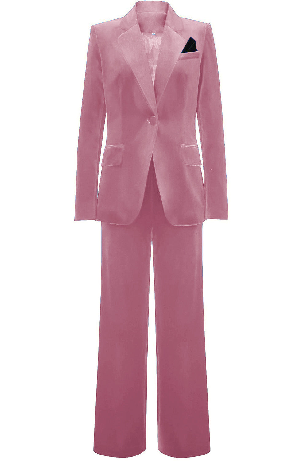 Leely Pieces Peacock Blue Velvet Single Button Women's Suits