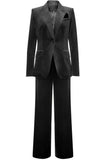Peacock Blue Velvet Slim Fitted 2 Piece Women's Formal Suit