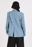 Sparkly Blue Sequined Notched Lapel Women Blazer