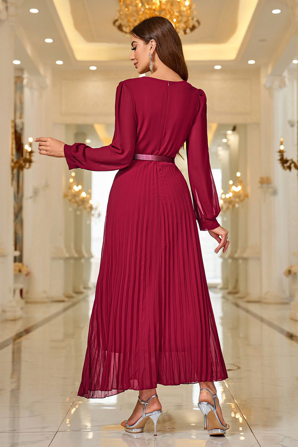 Belted formal dress outlet