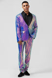 Sparkly Purple 2 Piece Sequined Men's Prom Suit